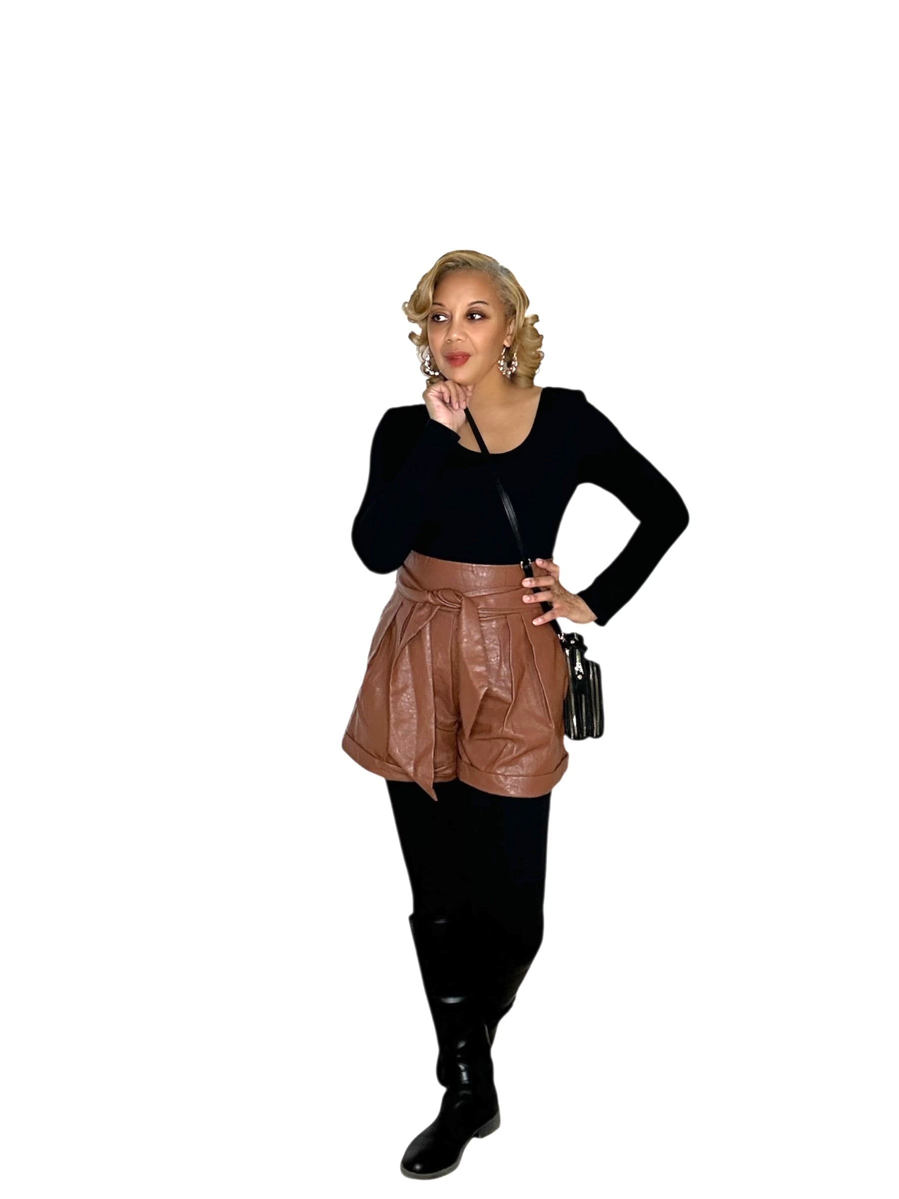 Fierce Faux Leather Shorts(Brown)