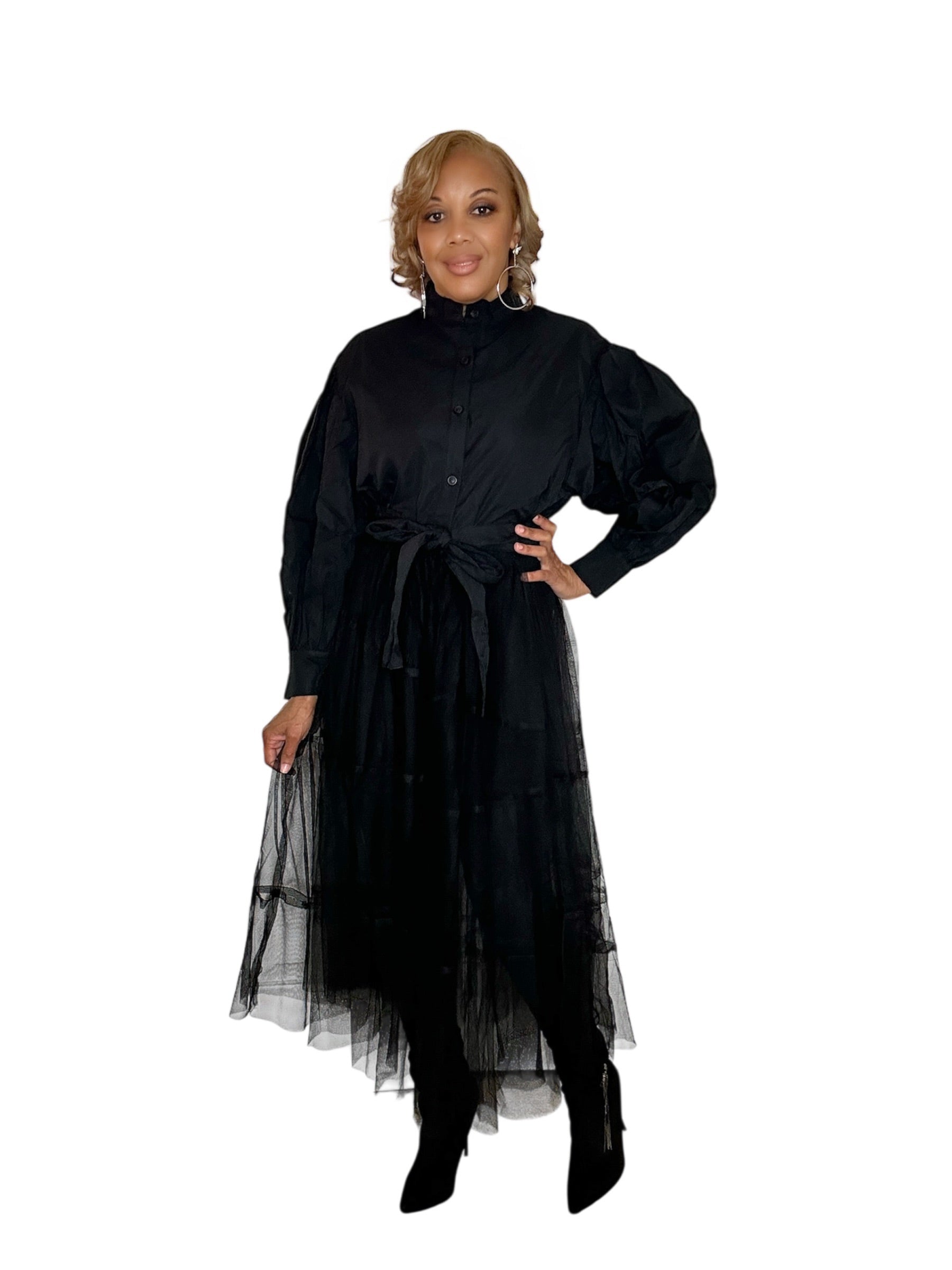 Sweet Shadow Black Tulle Top