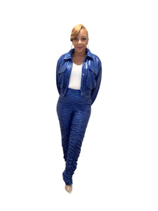 Royal Blue You Faux Leather Pant