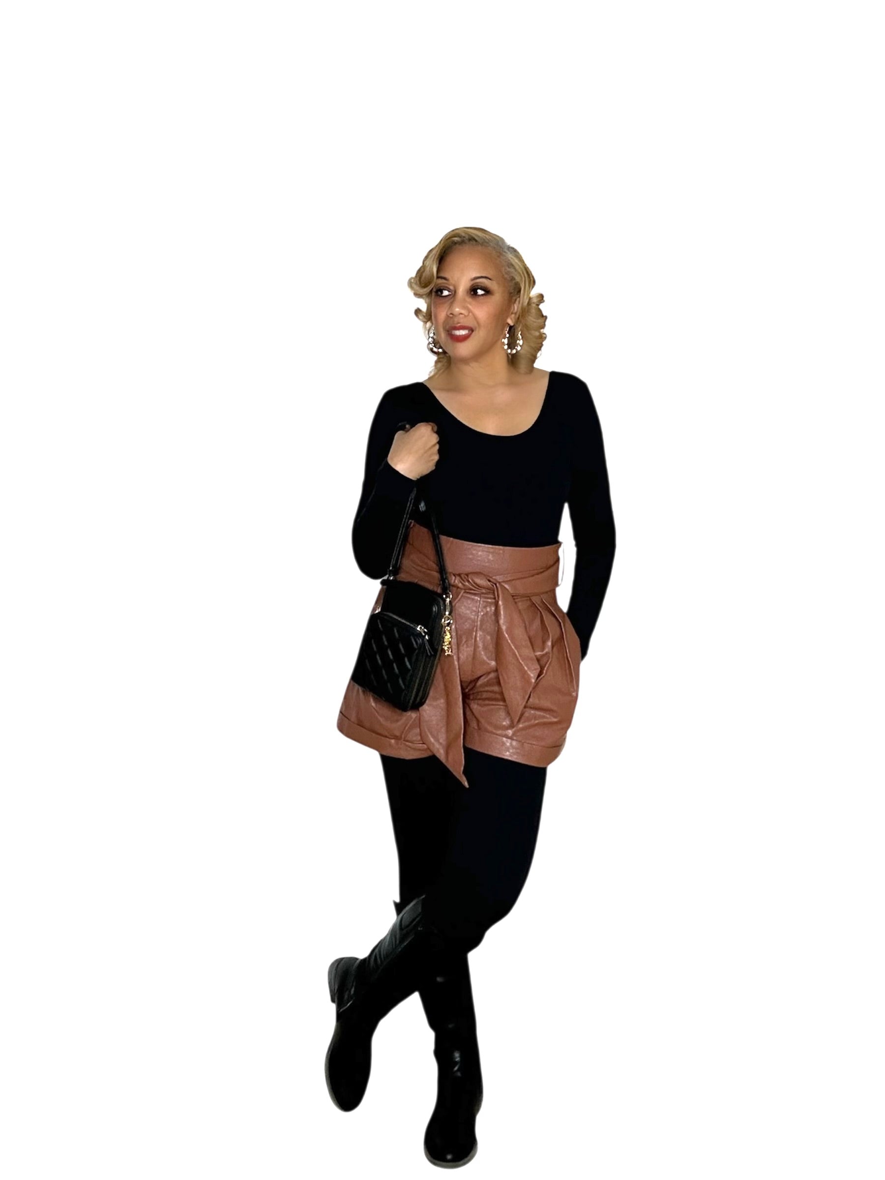 Fierce Faux Leather Shorts(Brown)