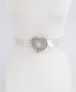 In Love Silver Rhinestone Heart Belt
