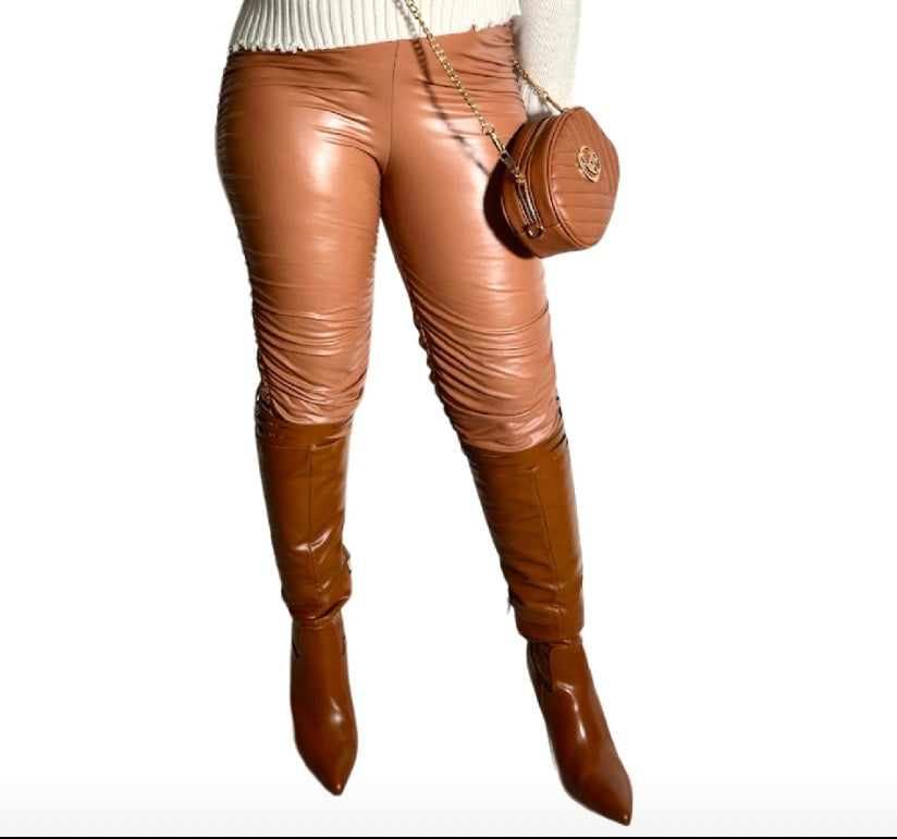 Ruthless Ruched Faux Leather Pant