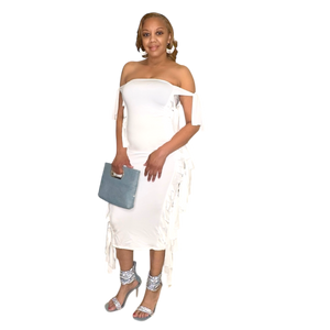 Take Me Out White Fringe Dress