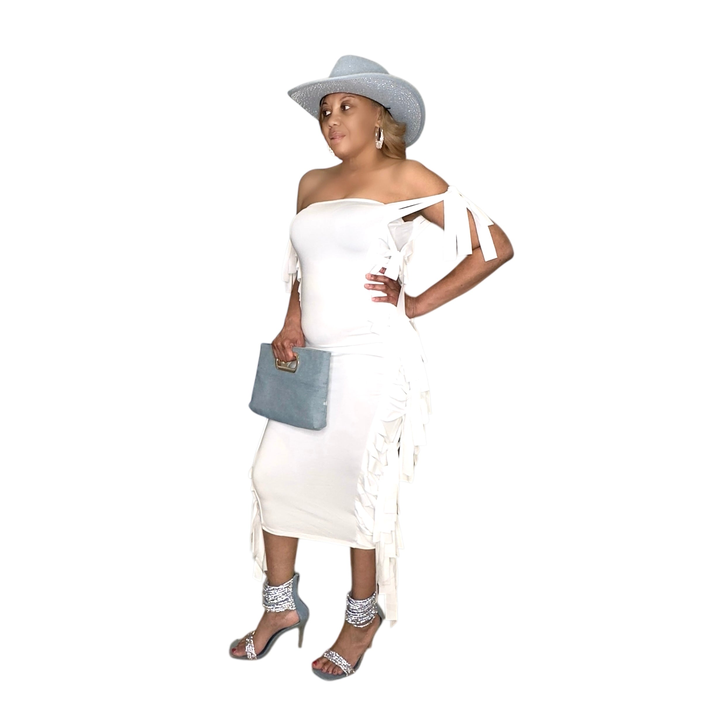 Take Me Out White Fringe Dress