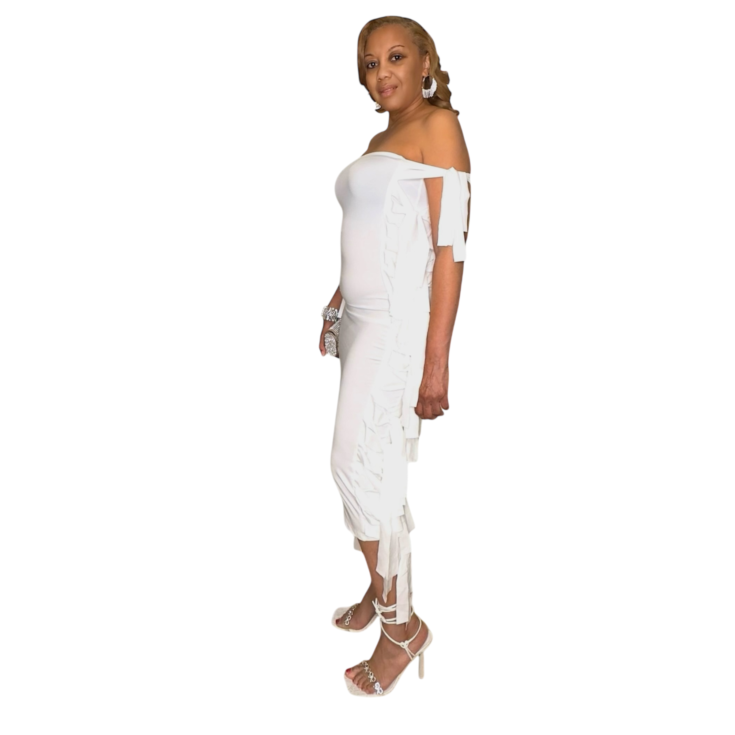 Take Me Out White Fringe Dress