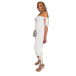 Take Me Out White Fringe Dress