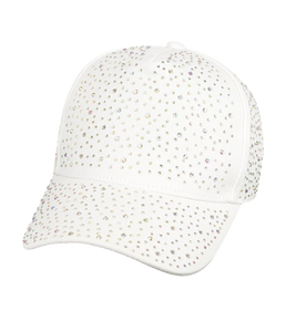 Rhinestone Runway Baseball Cap(White)