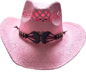 Pink Butterfly Cowgirl Hat