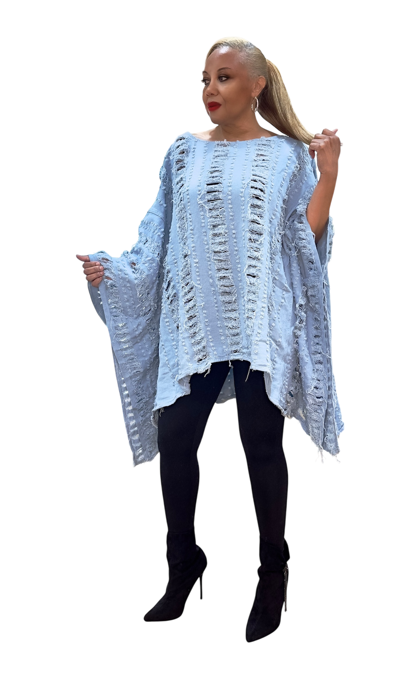 In Distress Denim Tunic Top