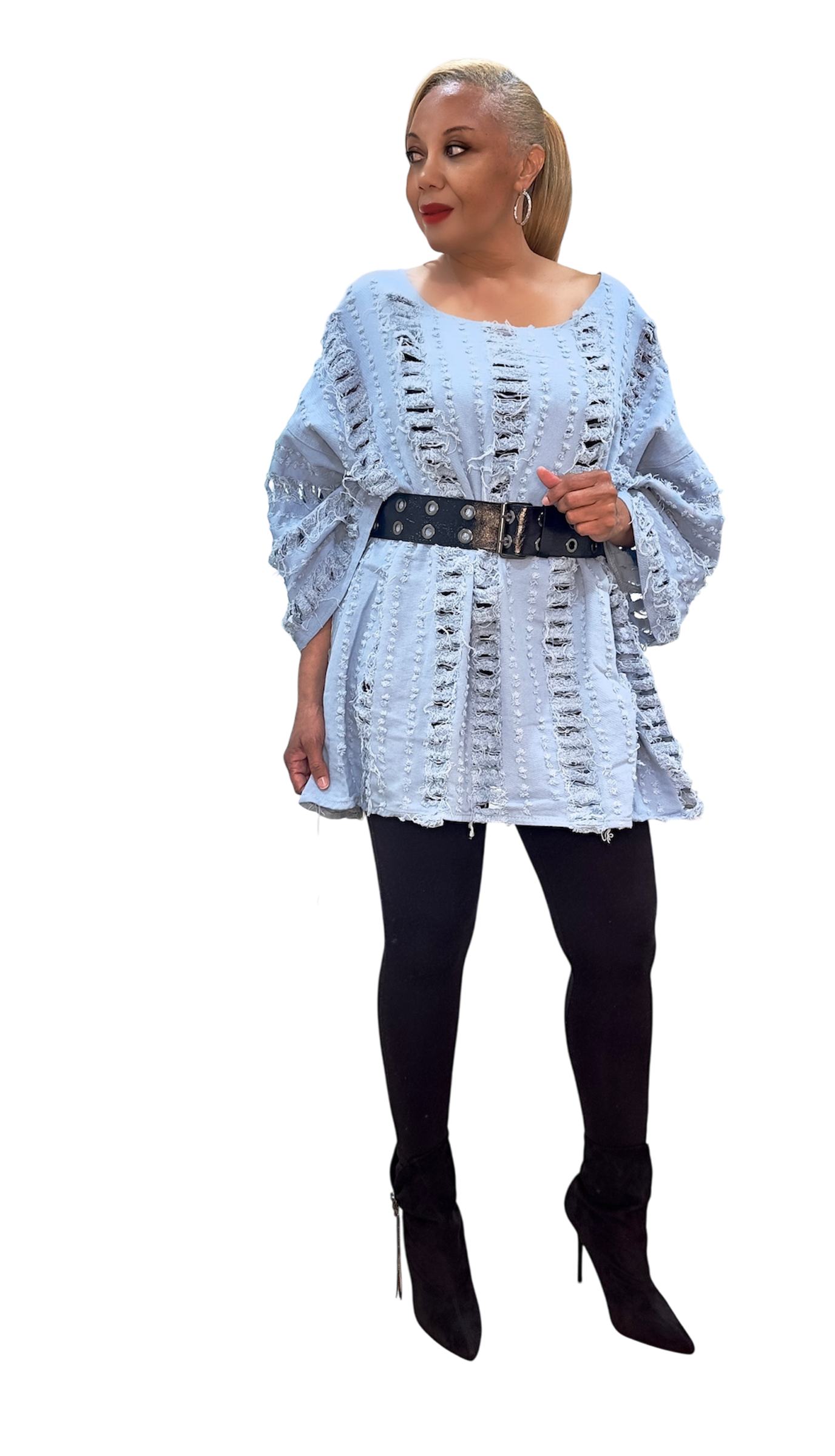 In Distress Denim Tunic Top