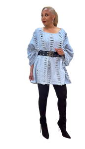 In Distress Denim Tunic Top