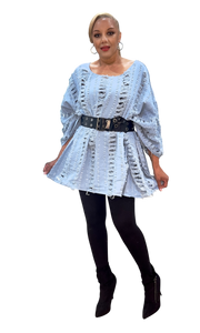 In Distress Denim Tunic Top