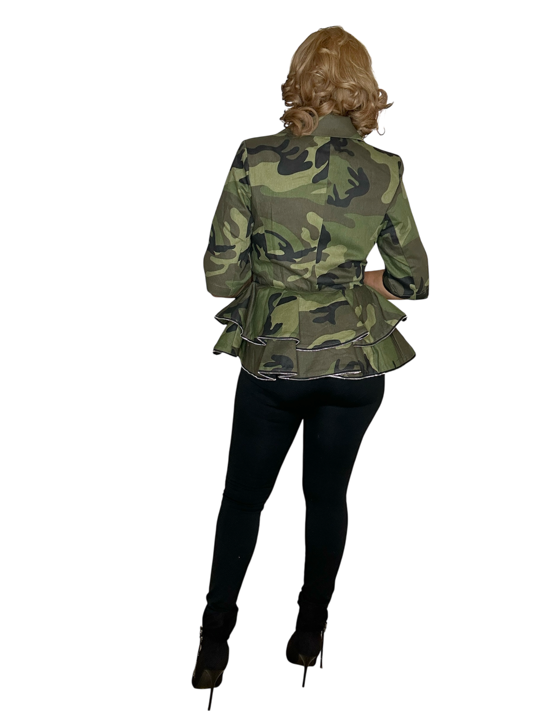Command Attention Camo Peplum Jacket /Top